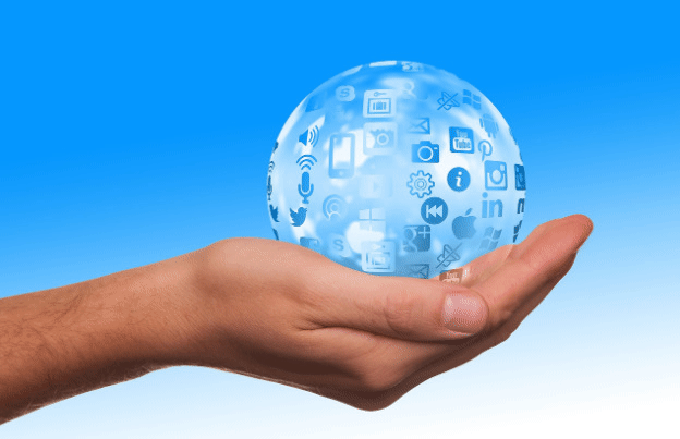 Social Media Crystal Ball in Hand GIF