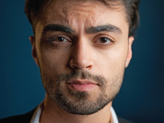 Student portrait with text