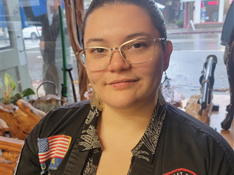 Student portrait with text