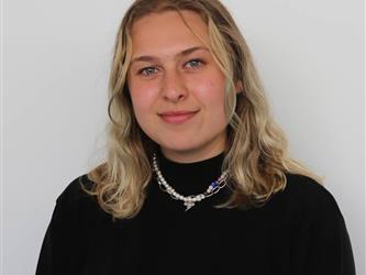 Student portrait with text