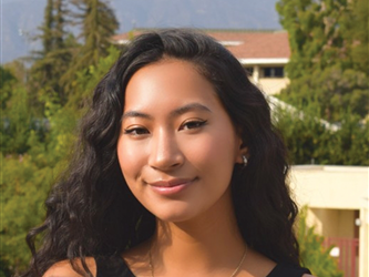Student portrait with text