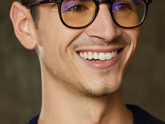 Student portrait with text