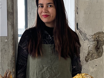 Student portrait with text