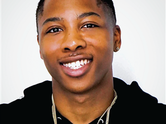 Student portrait with text