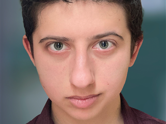 Student portrait with text