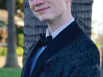 Student portrait with text