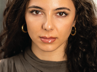 Student portrait with text