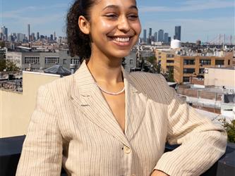 Student portrait with text